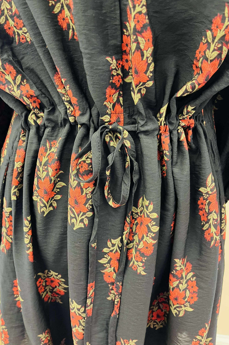 Women’s Black Floral Collared Dress