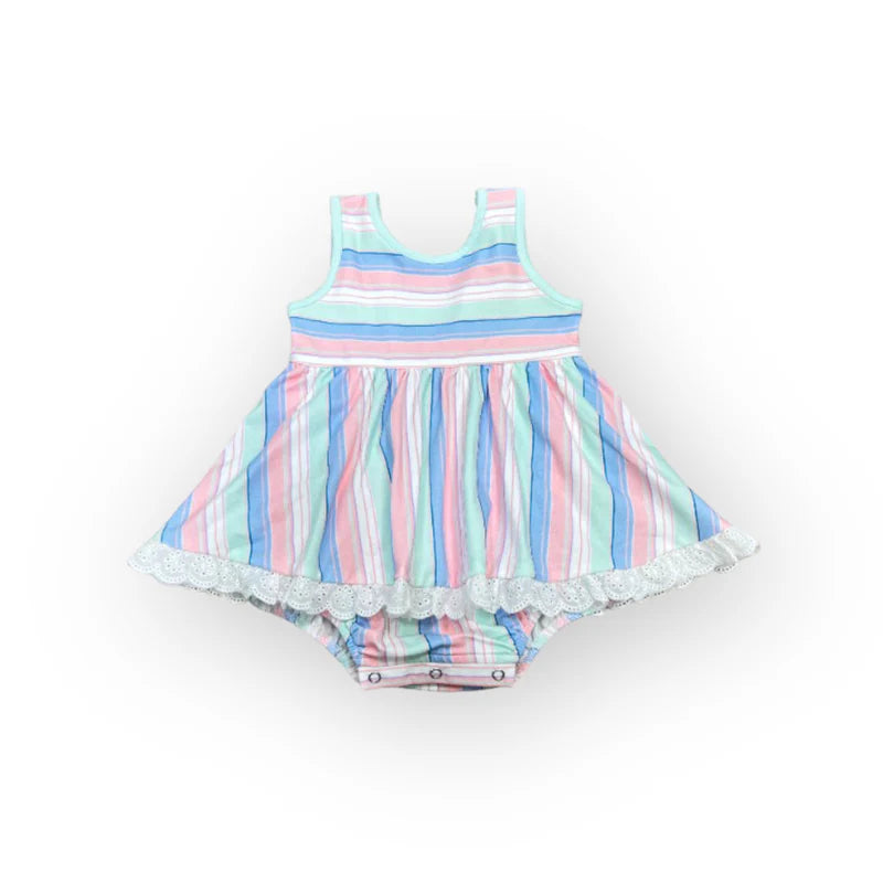 Pastel Striped Baby Balloon Dress