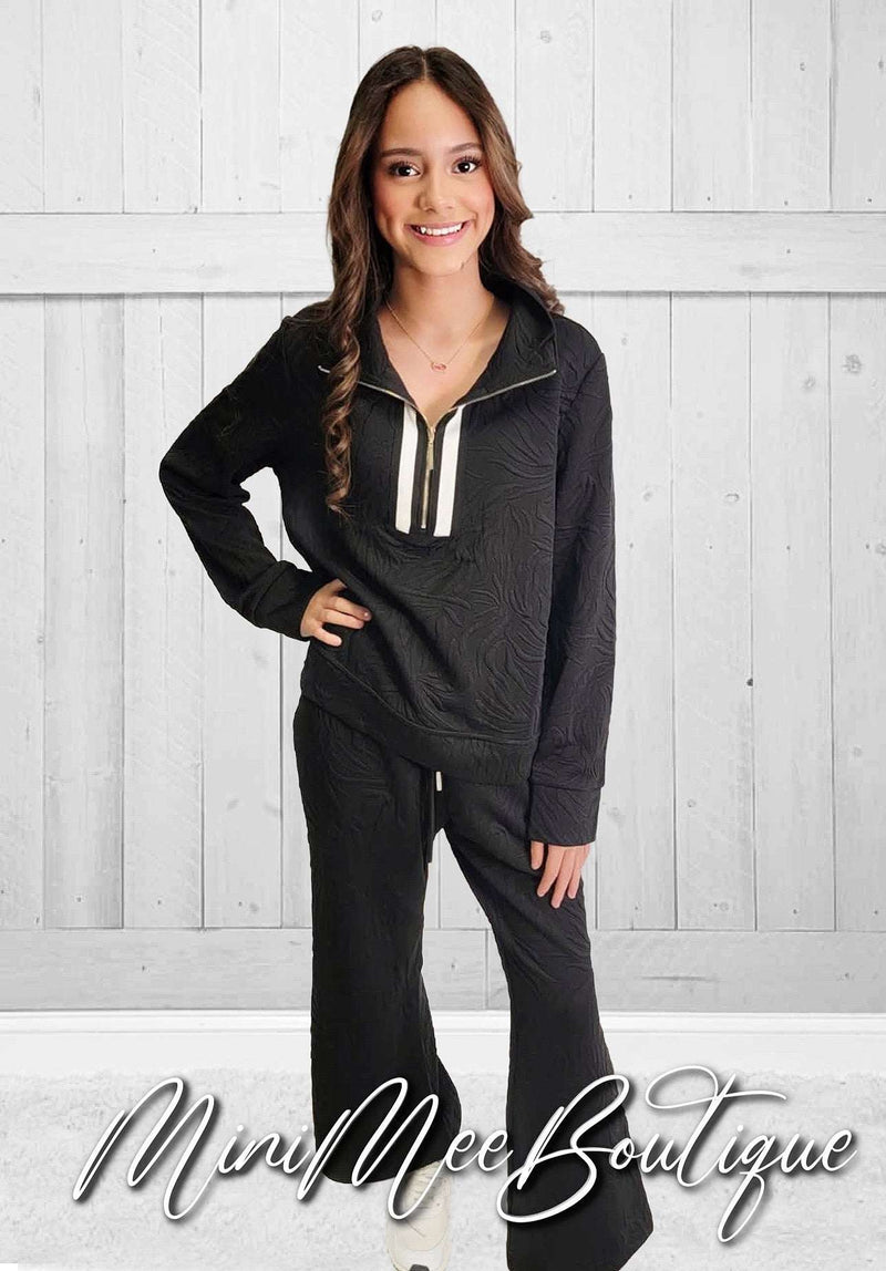 Black Two Piece Half Zip Set - Mini Mee Boutique