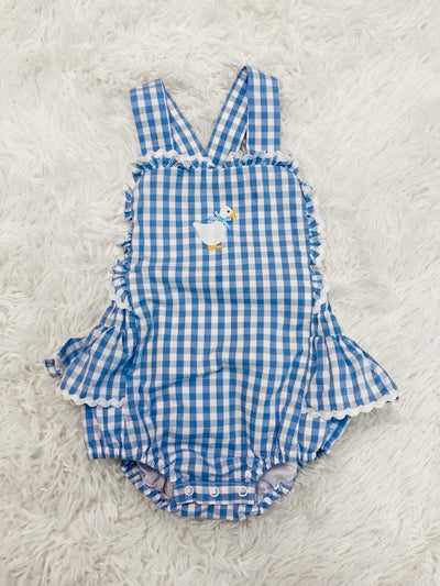 Lil' Cactus Girl's Plaid Goose Romper - Mini Mee Boutique