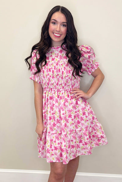 Women's Pink Flower Dress - Mini Mee Boutique