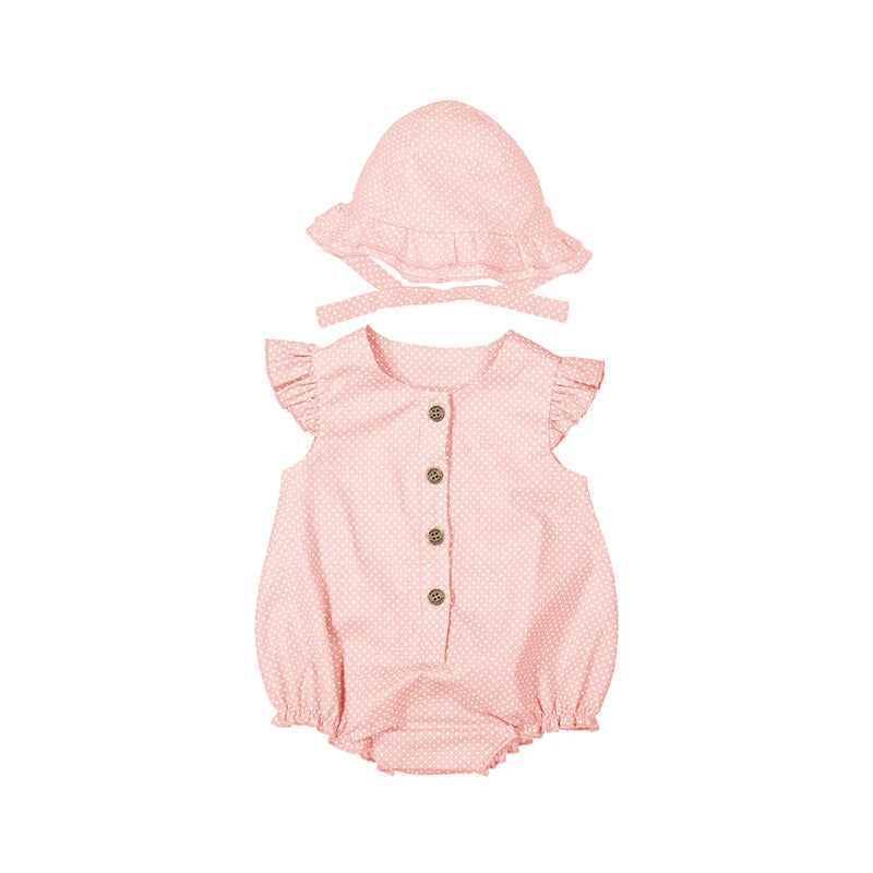 Mayoral Pink Polka-dotted Onesie and Hat Set