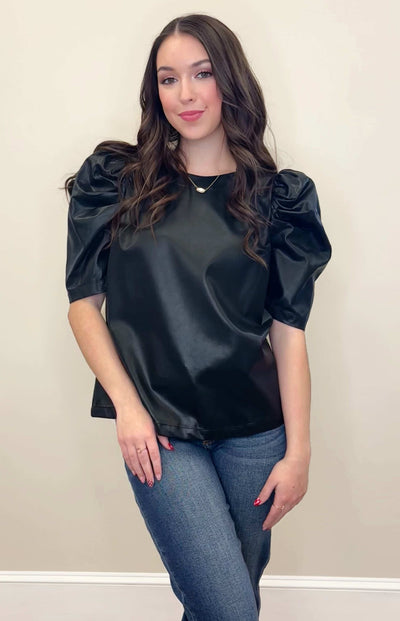 Women’s Black leather top - Mini Mee Boutique