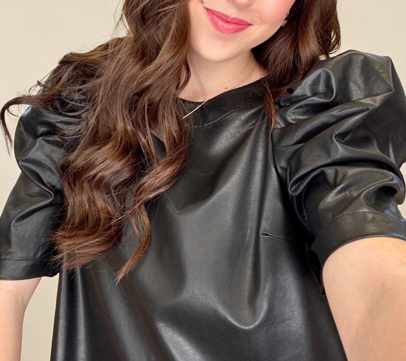 Women’s Black leather top - Mini Mee Boutique