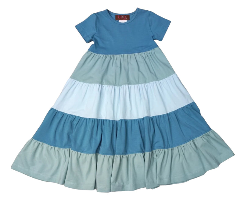 Millie Jay Girls Blue Tiered Maxi Dress