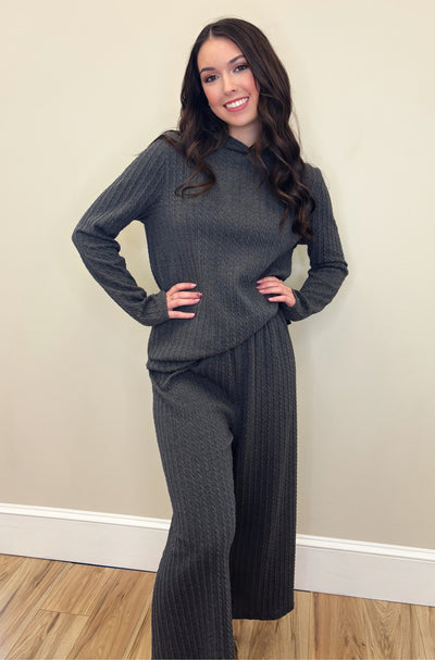 Hooded 2 Piece Set- Gray - Mini Mee Boutique