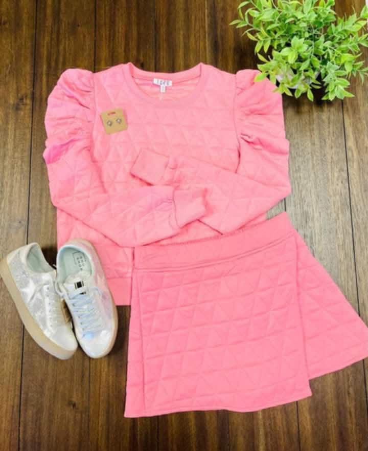 Pink Quilted Skort Set