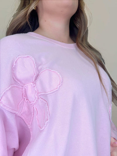 Pink top with Flower Patches - Mini Mee Boutique