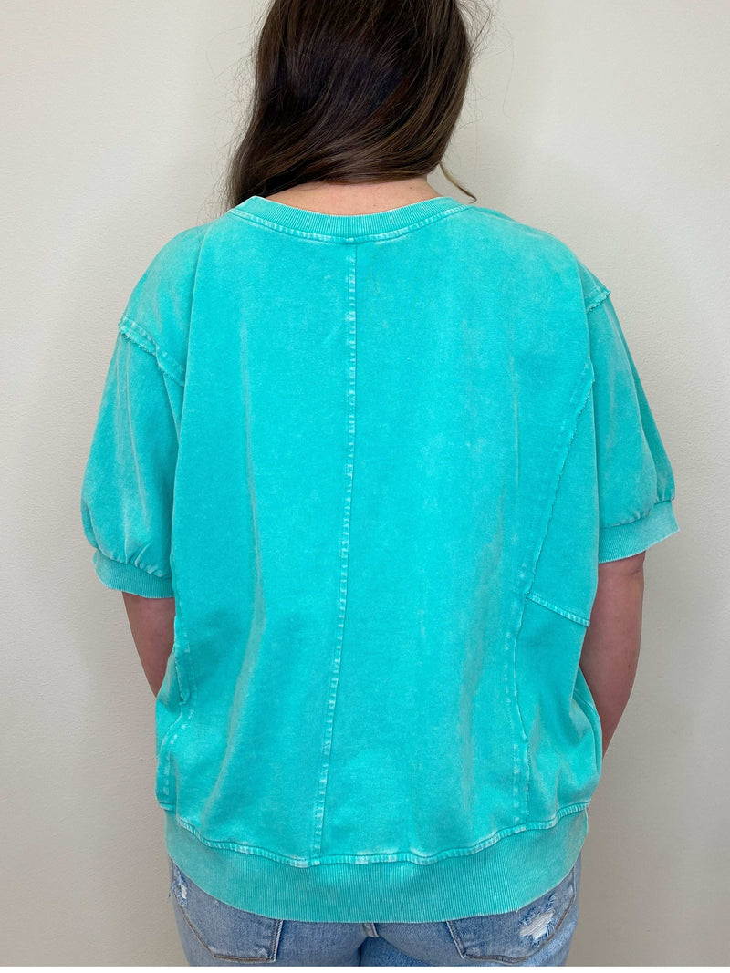 Teal Daisy Patch Top - Mini Mee Boutique