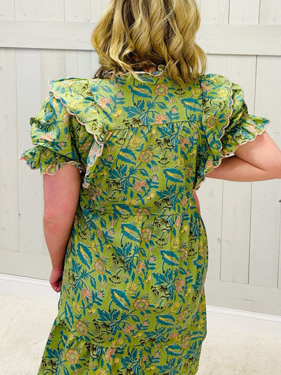 Umgee Green Floral Dress - Mini Mee Boutique