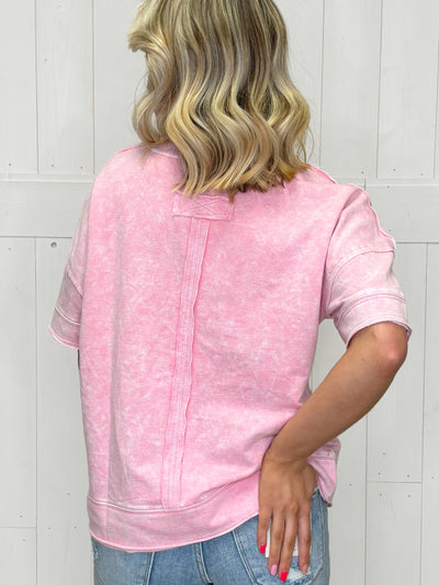 Blu Pepper Brand Light Pink Acid Wash Top - Mini Mee Boutique