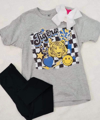 Kids Tiger Checkered Tee - Mini Mee Boutique