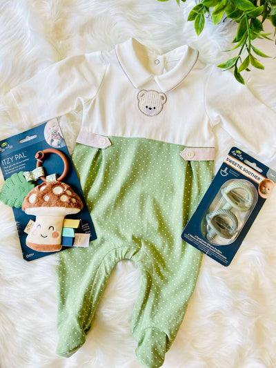 Boy's Little Bear Green Sleeper - Mini Mee Boutique