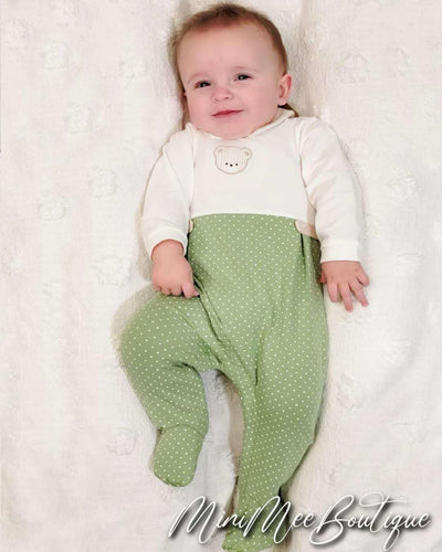 Boy's Little Bear Green Sleeper - Mini Mee Boutique