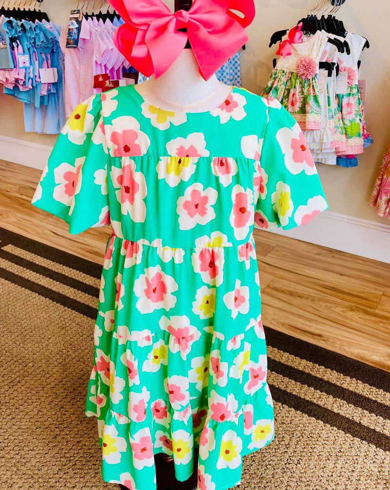 Hayden Girls green floral dress - Mini Mee Boutique