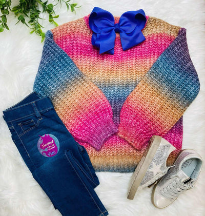 Girl's Ombre Knit Sweater - Mini Mee Boutique