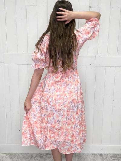 Women’s Smocked Floral Midi Dress - Mini Mee Boutique