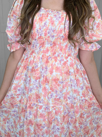 Women’s Smocked Floral Midi Dress - Mini Mee Boutique