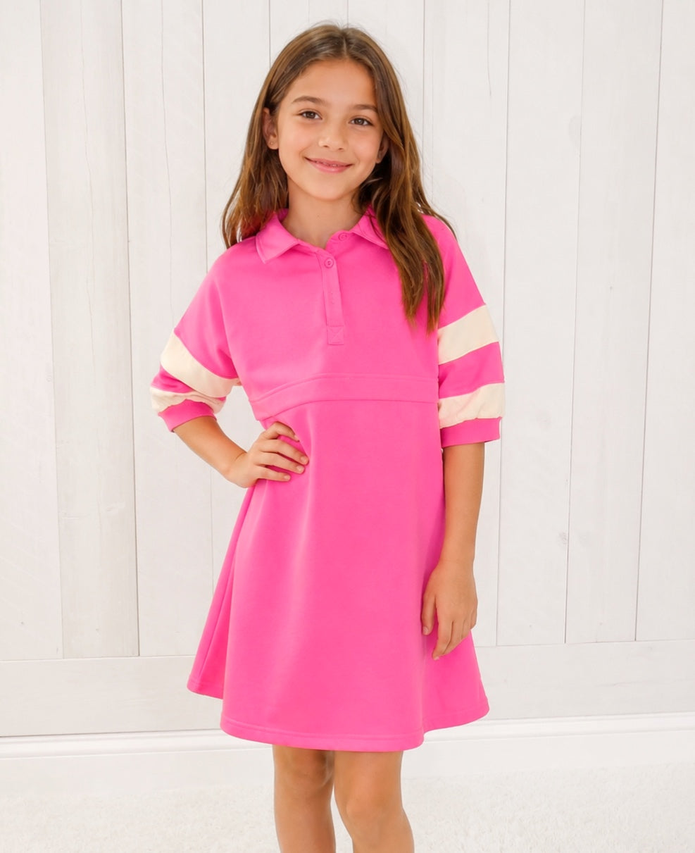 pink dress for tweens Girls: Tell Your Story Pink Striped Midi Dress Shop the Mint