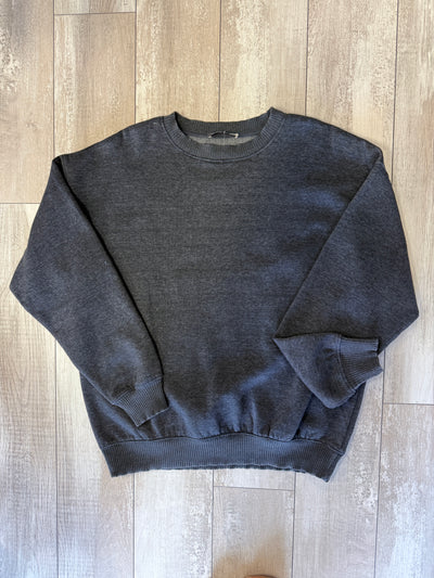 Black Acid Wash Crew Neck - Mini Mee Boutique