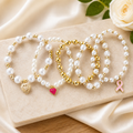 Pearl and Gold Charmed Bracelet Stack