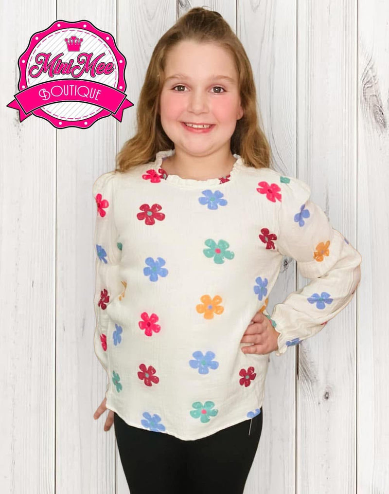 Hayden Girls Floral White Long Sleeve Top