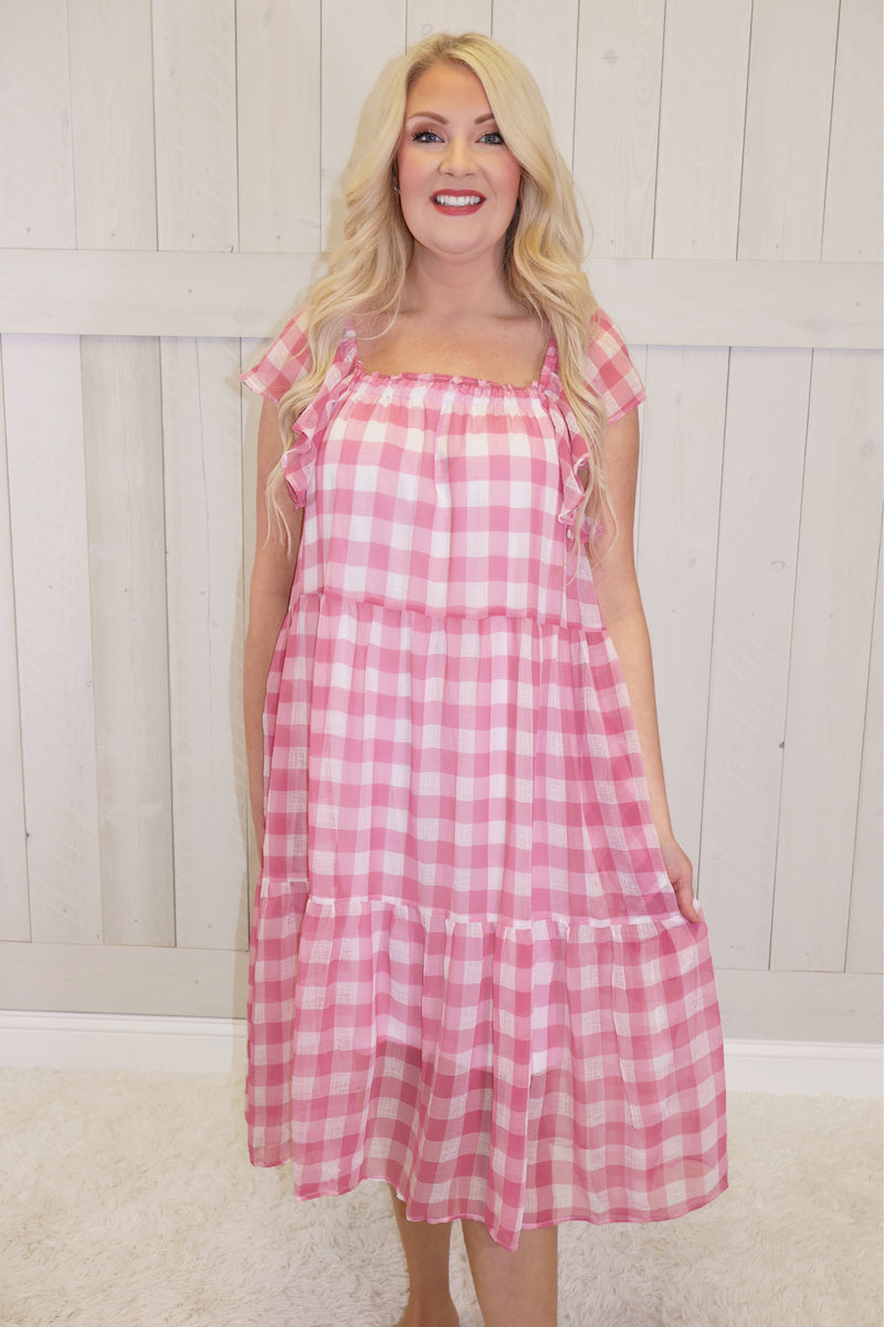 Pink Gingham Picnic Dress