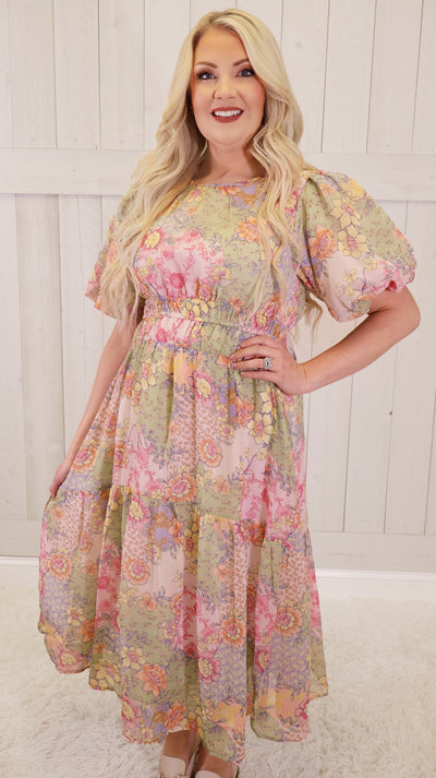 Dusty Sage Floral Print Dress