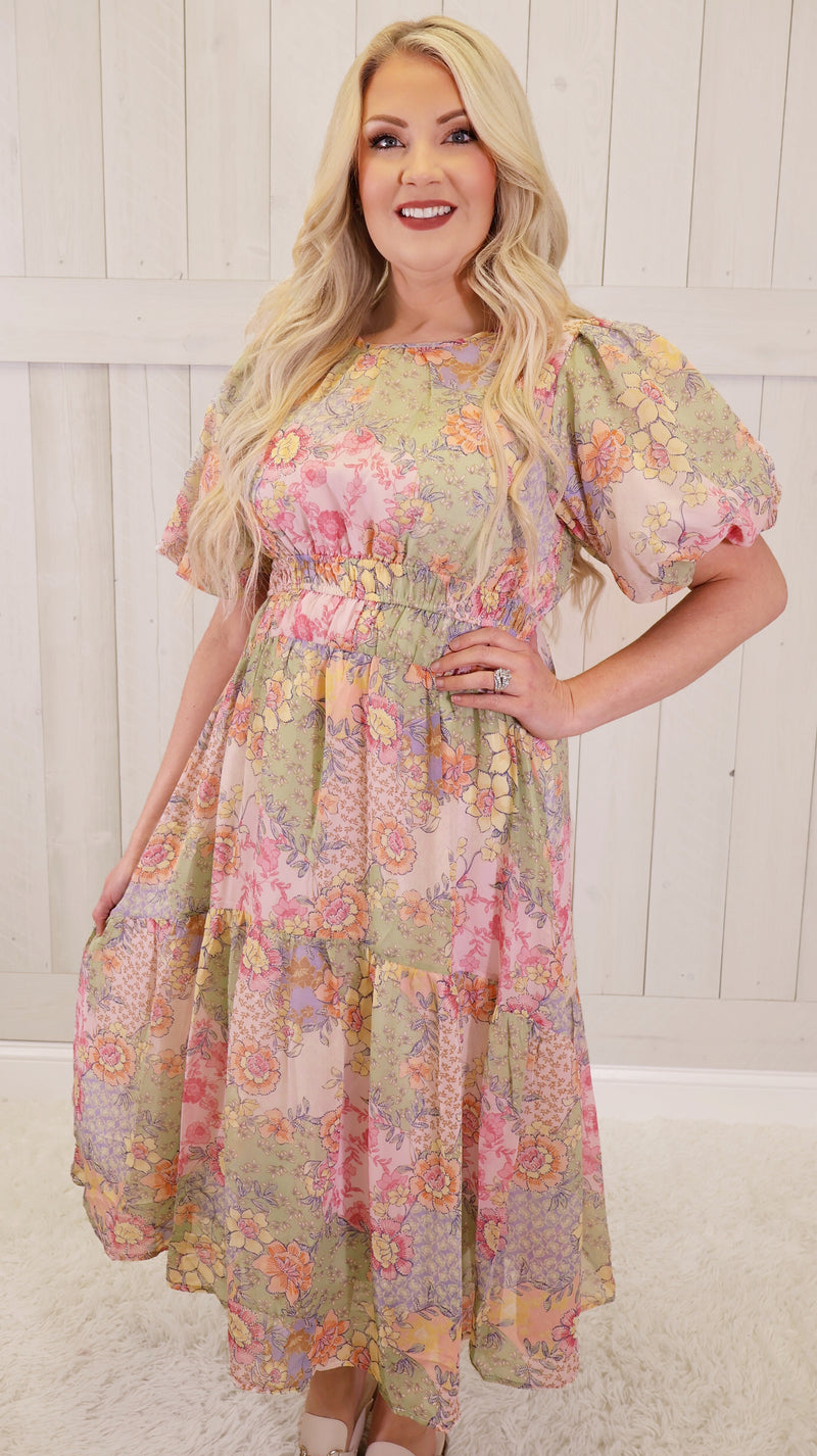 Dusty Sage Floral Print Dress