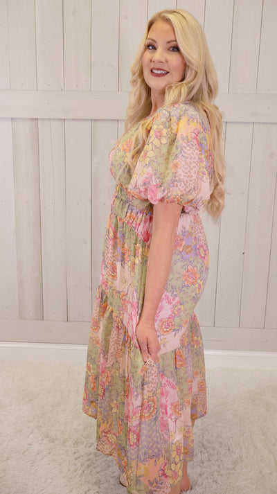 Dusty Sage Floral Print Dress