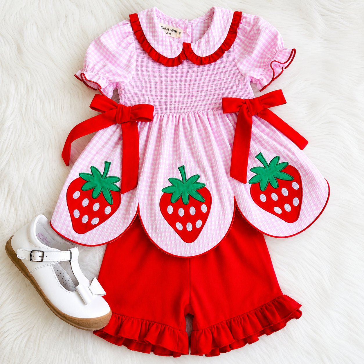 Girls Rylee Faith Strawberry Short Outfit