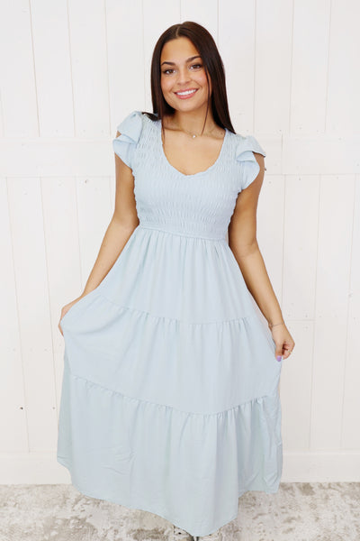 Women's Mint Flutter Sleeve Maxi Dress