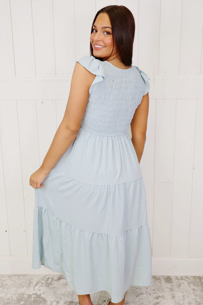 Women's Mint Flutter Sleeve Maxi Dress