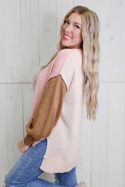 Color Block Sparkle Sweater