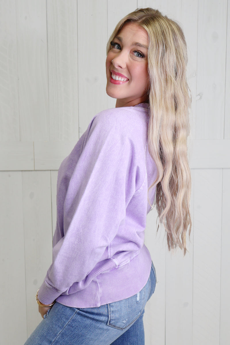 Purple Acid Wash Crewneck