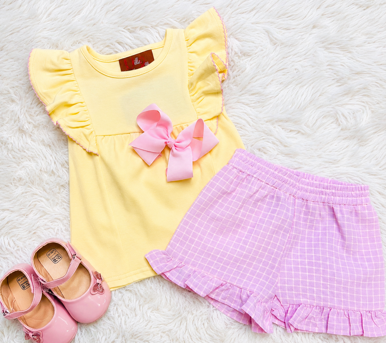 Girls Millie Jay Yellow & Pink Short Outfit Set