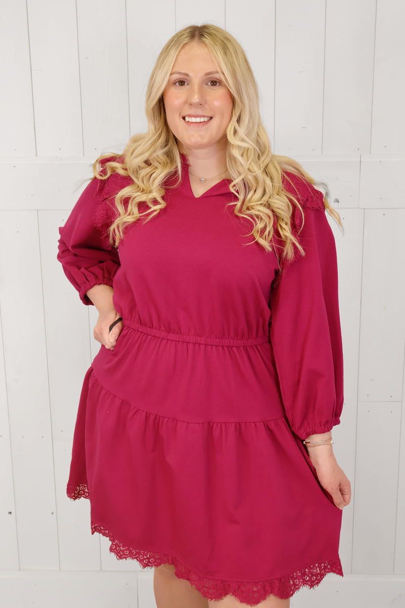 Ruffle Wine Dress