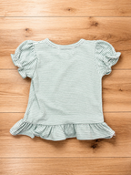Girl’s Aqua Striped Cutesie Top Tee Shirt