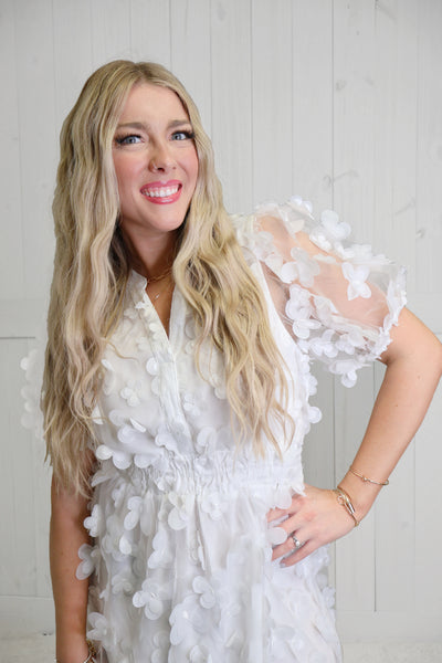 White Flower Petal Dress- Umgee Brand