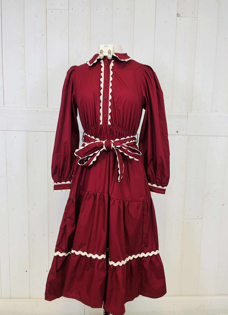 Jodifl Burgundy Midi dress