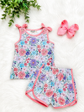 Girl’s Pink Sleeveless Floral Outfit