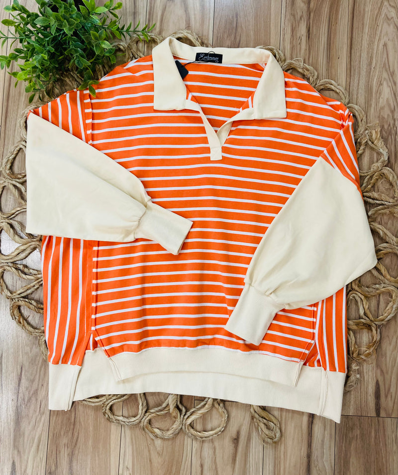 Oversized Orange striped top - Mini Mee Boutique