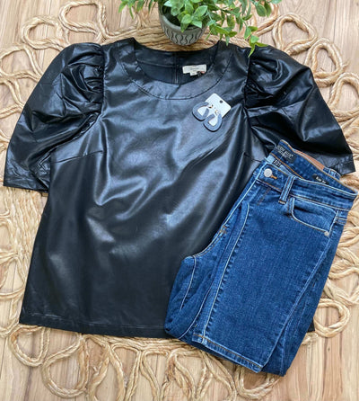 Women’s Black leather top - Mini Mee Boutique