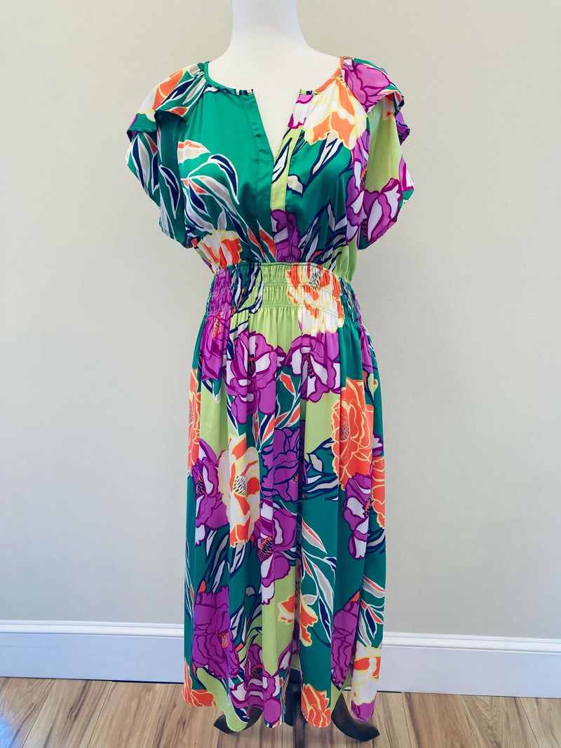 Women’s oddi green floral dress - Mini Mee Boutique