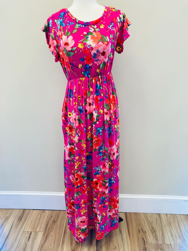 Women’s haptics hot pink floral dress - Mini Mee Boutique