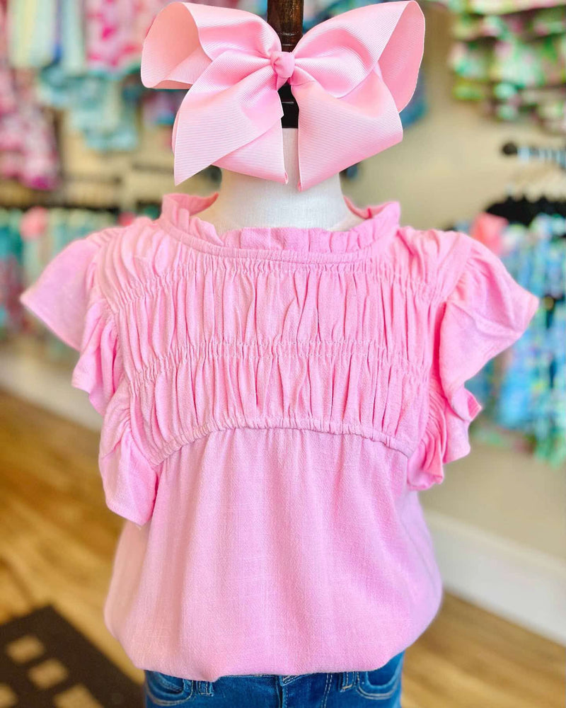 Girls Hayden Pink Ruffled Top