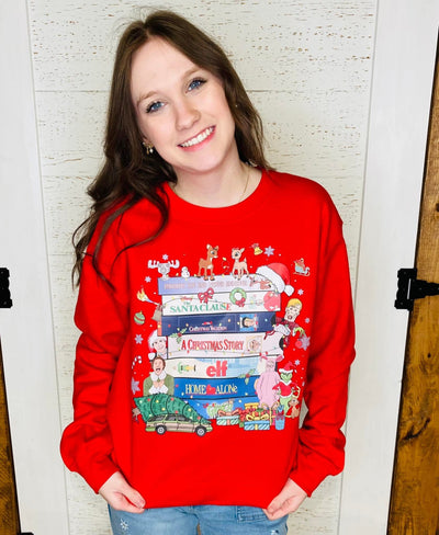 Women’s Christmas Story Books Crewneck Sweater Pullover