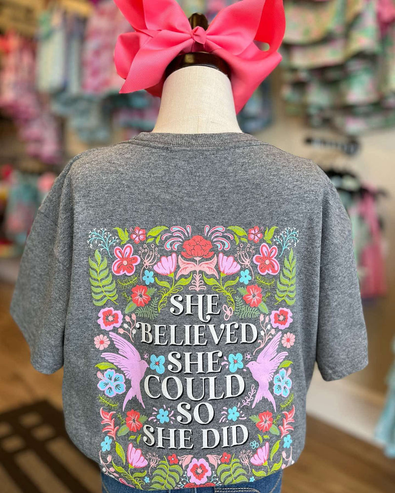 Girls Simply Southern “She believed she could so she did” tee