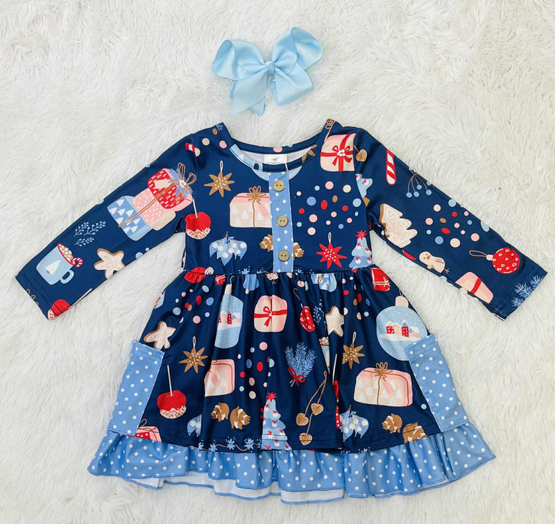 Girl’s Blue Christmas Dress