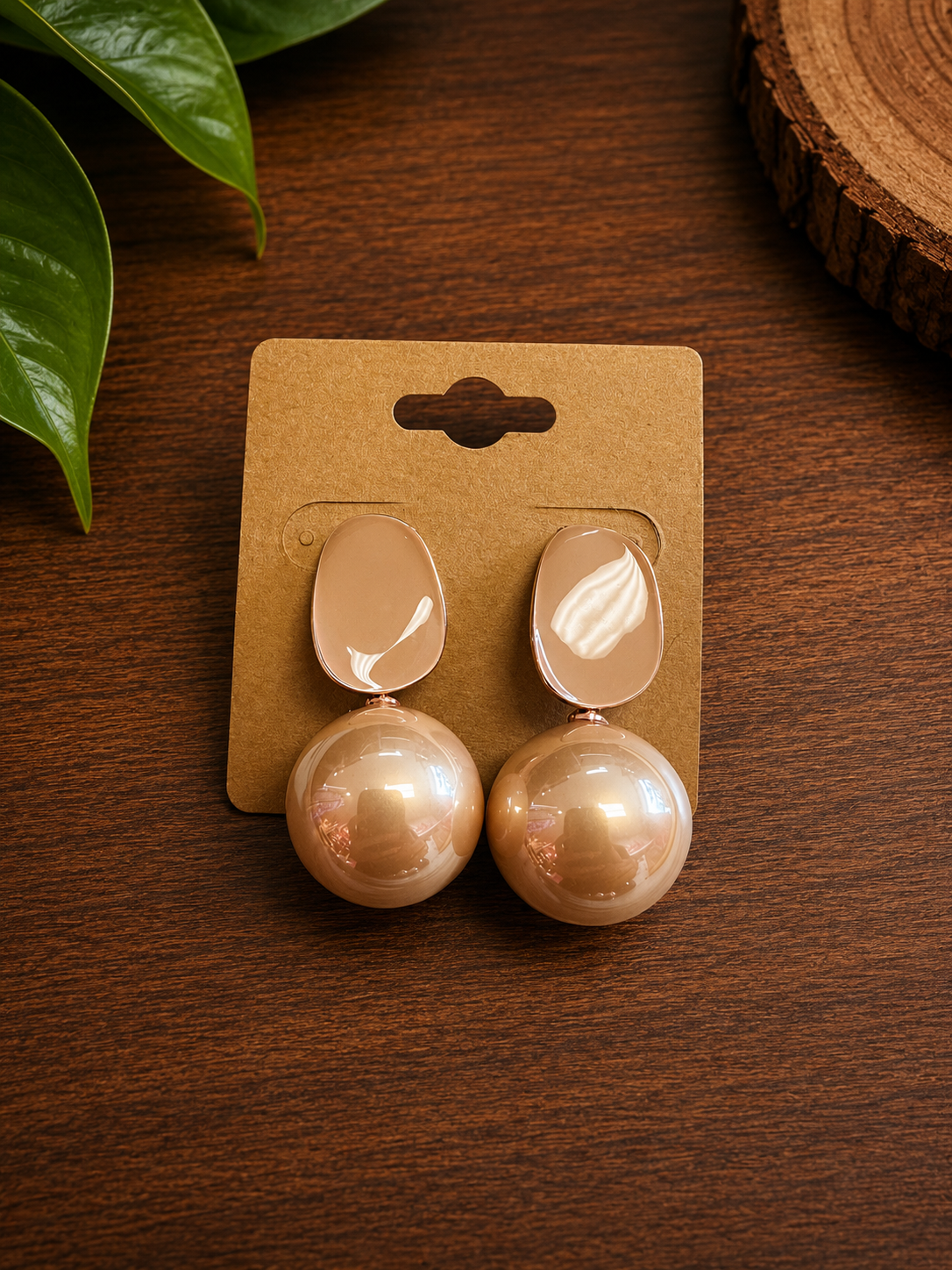 Taupe Pearl Drops Earrings